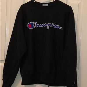 Black champion reverse weave crew neck